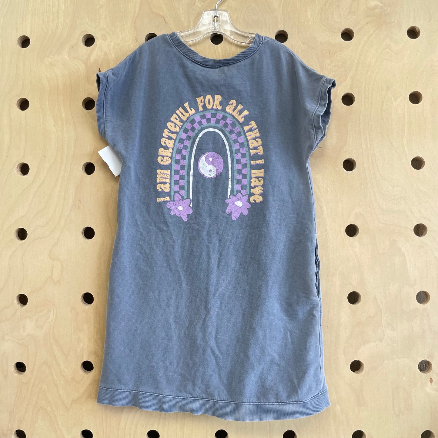 Grey I Am Grateful French Terry Dress