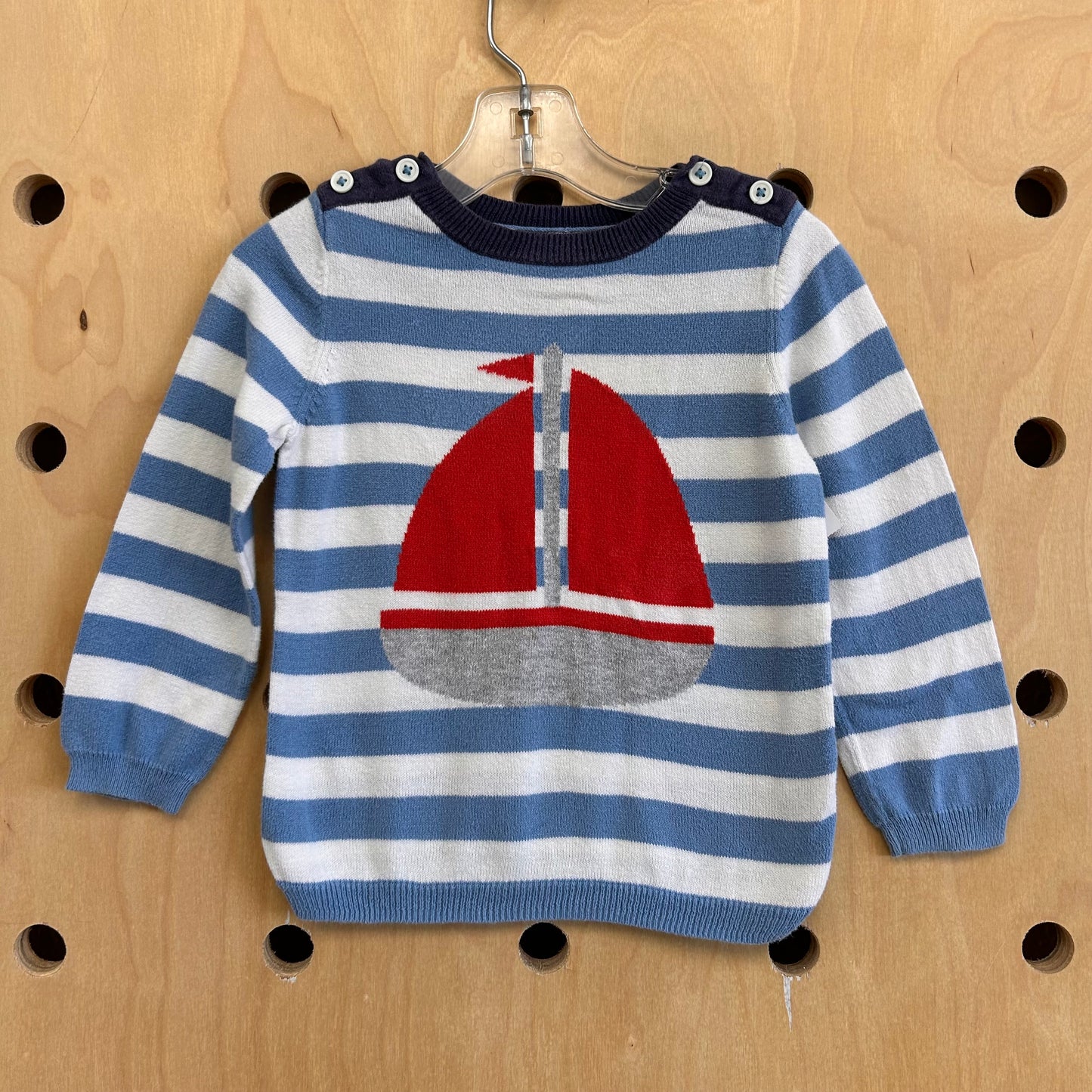 Blue Striped Sailboat Sweater