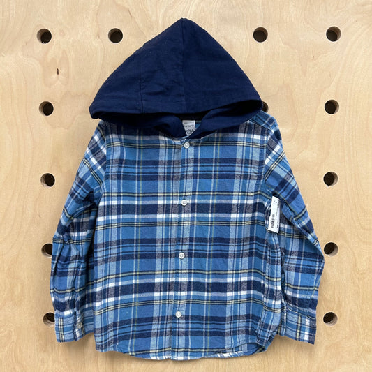 Blue Plaid Hooded Flannel