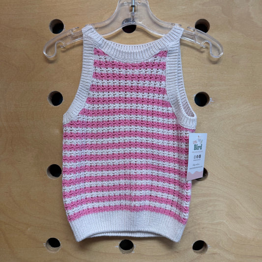 Pink/White Open Knit Tank
