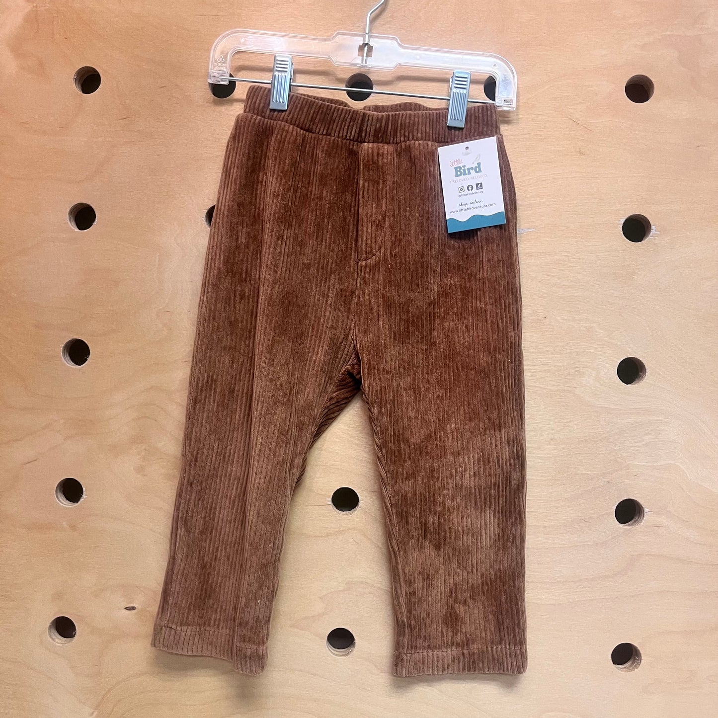 Brown Ribbed Pull On Pants