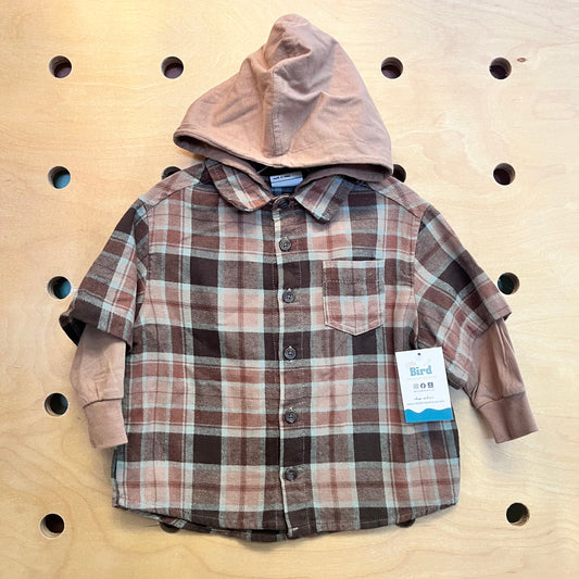 Tan Hooded Flannel