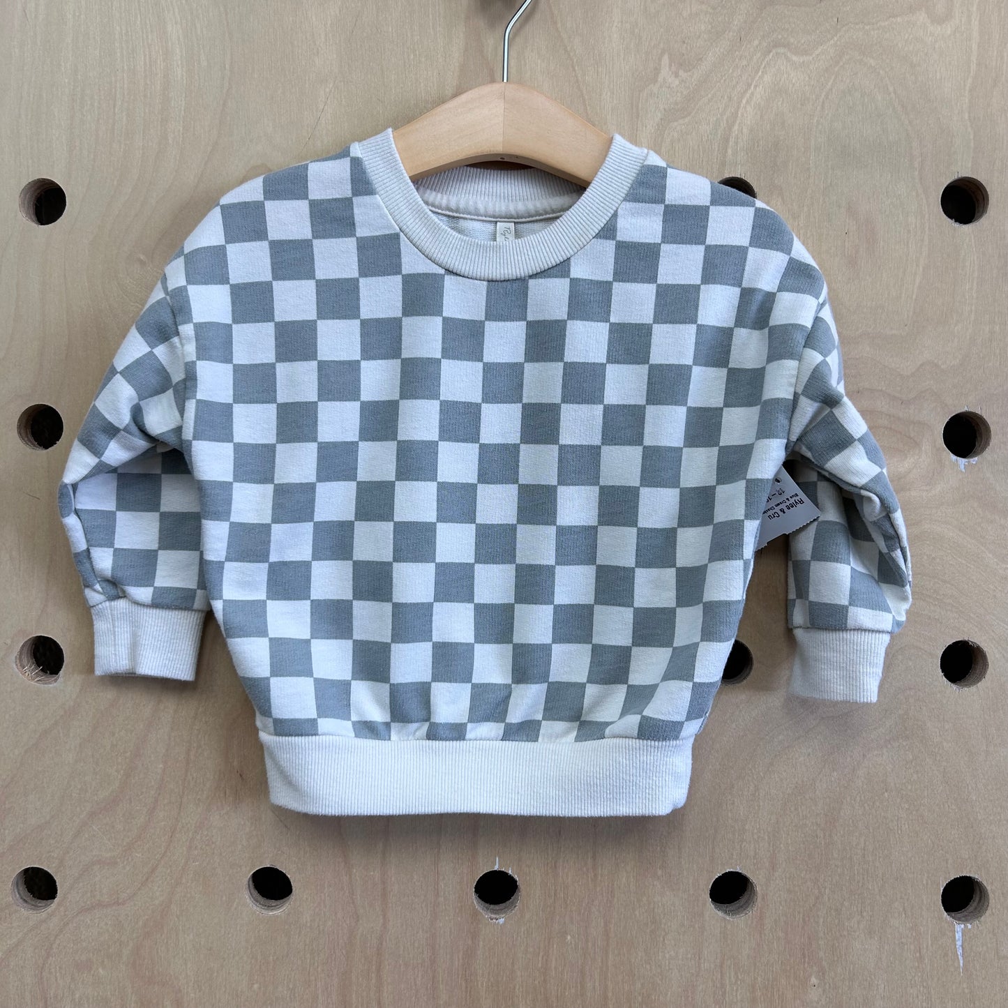 Blue & Cream Checkered Crewneck