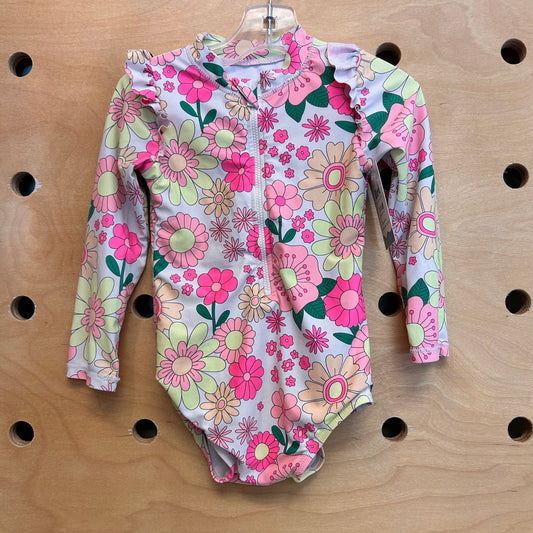 Beige Floral Swimsuit