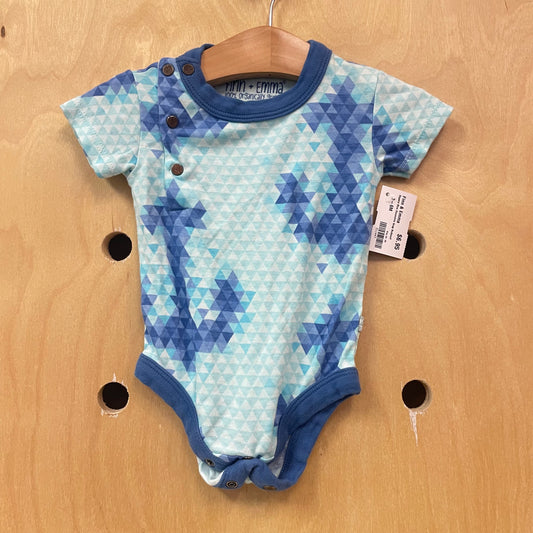 Organic Blue Geometric Snap Bodysuit