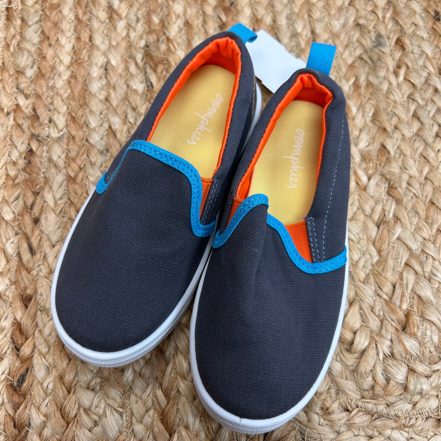 Grey & Orange Slip-On Sneakers