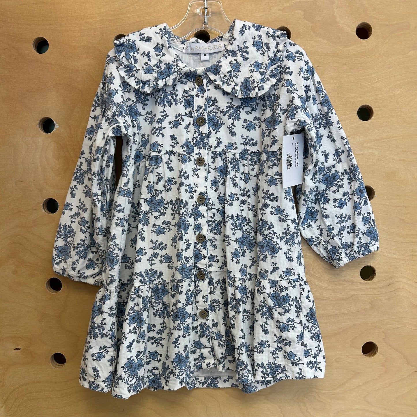 White/Blue Floral Cord Dress