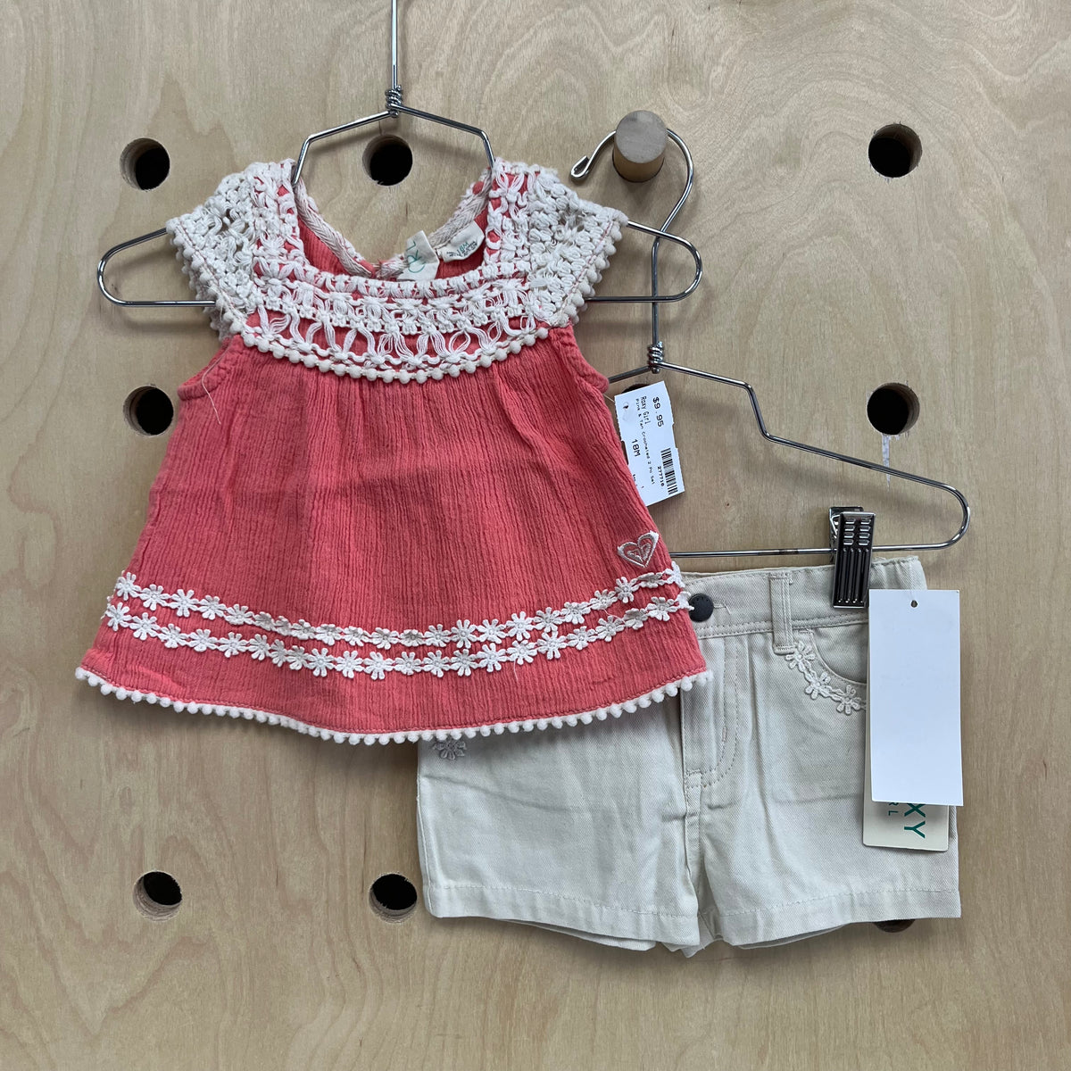 Pink & Tan Crocheted 2 Pc Set