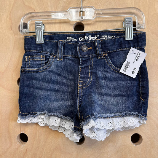 Denim Eyelet Trim Shorts