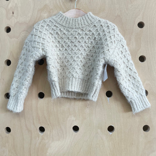 Cream Diamond Knit Wool-Blend Sweater