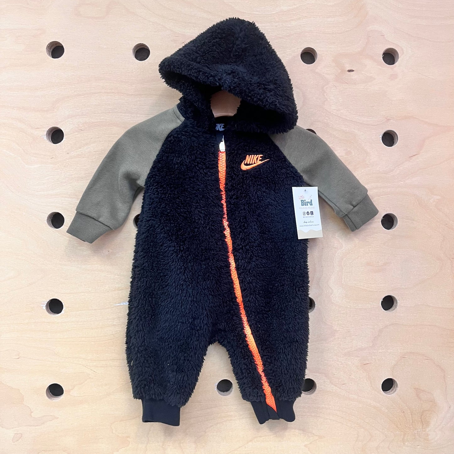 Green/Black Fleece Hooded Romper