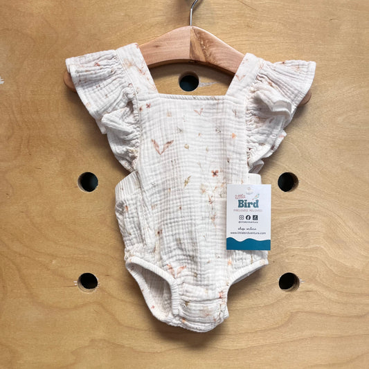 White/Pink Floral Gauze Romper