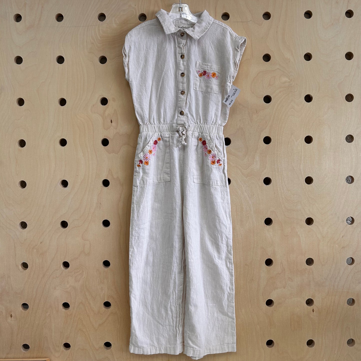 Beige Linen Blend Jumpsuit