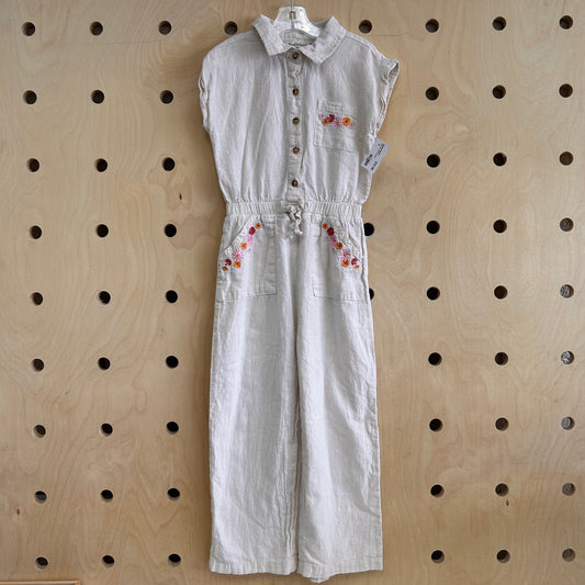 Beige Linen Blend Jumpsuit