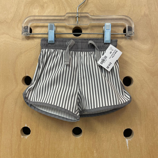 Grey Striped Swim Trunks