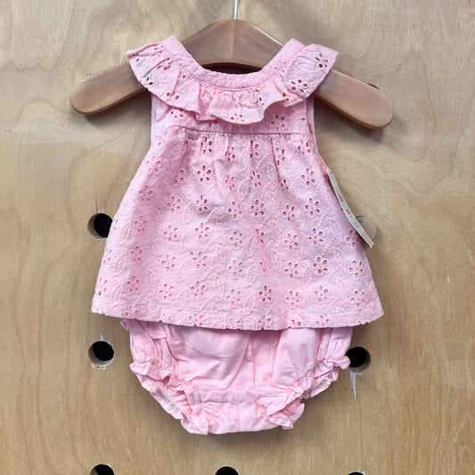 Pinky Peach Eyelet Romper