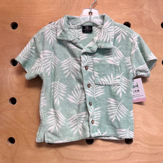 Green/White Leafs Terry Button Up