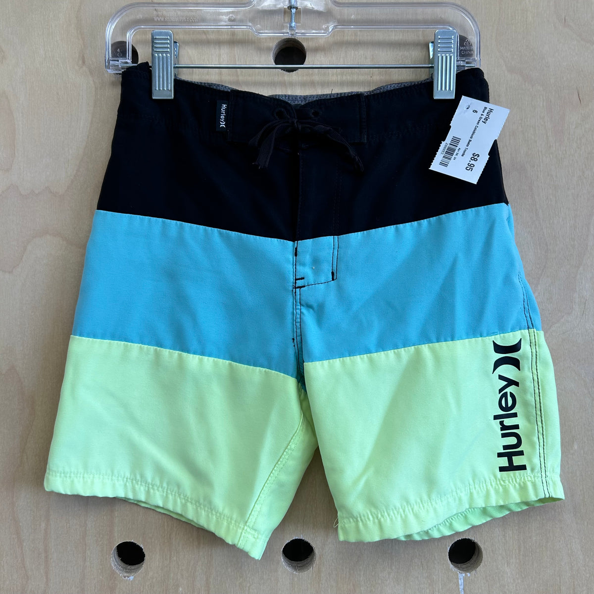 Blue & Green Coloblock Swim Trunks