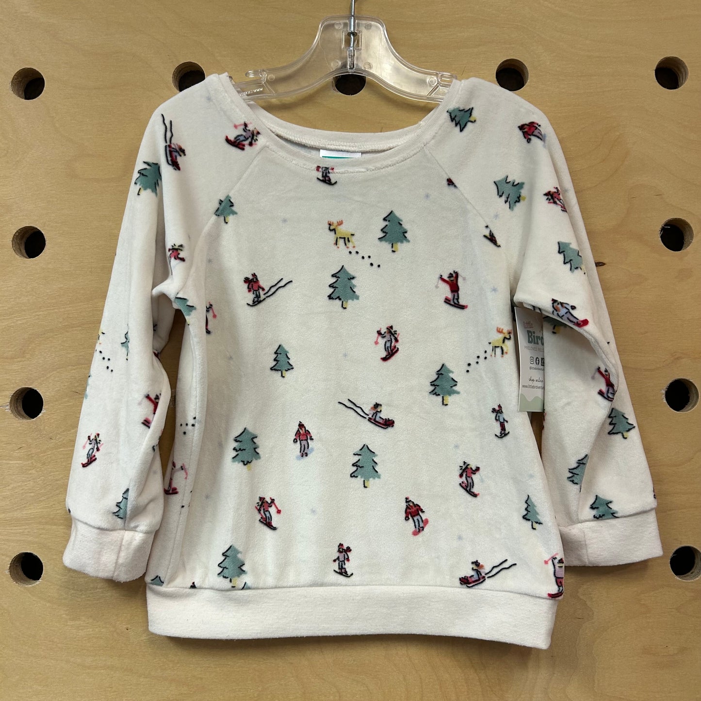White Soft Fleece Christmas Scene LS