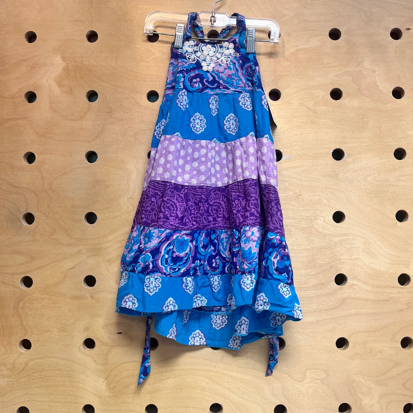 Purples/Blues Tiered Paisley Dress