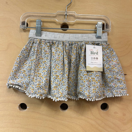 Grey Floral Cotton Skirt