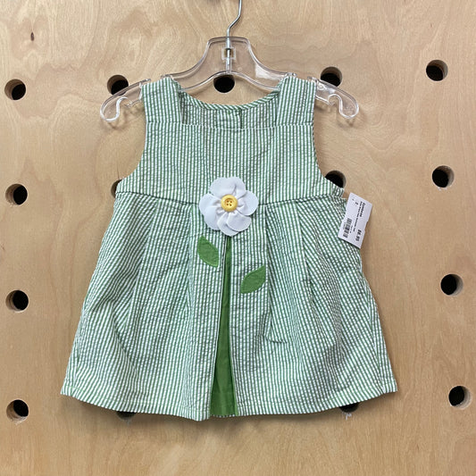 Green Striped Daisy Seersucker Tank