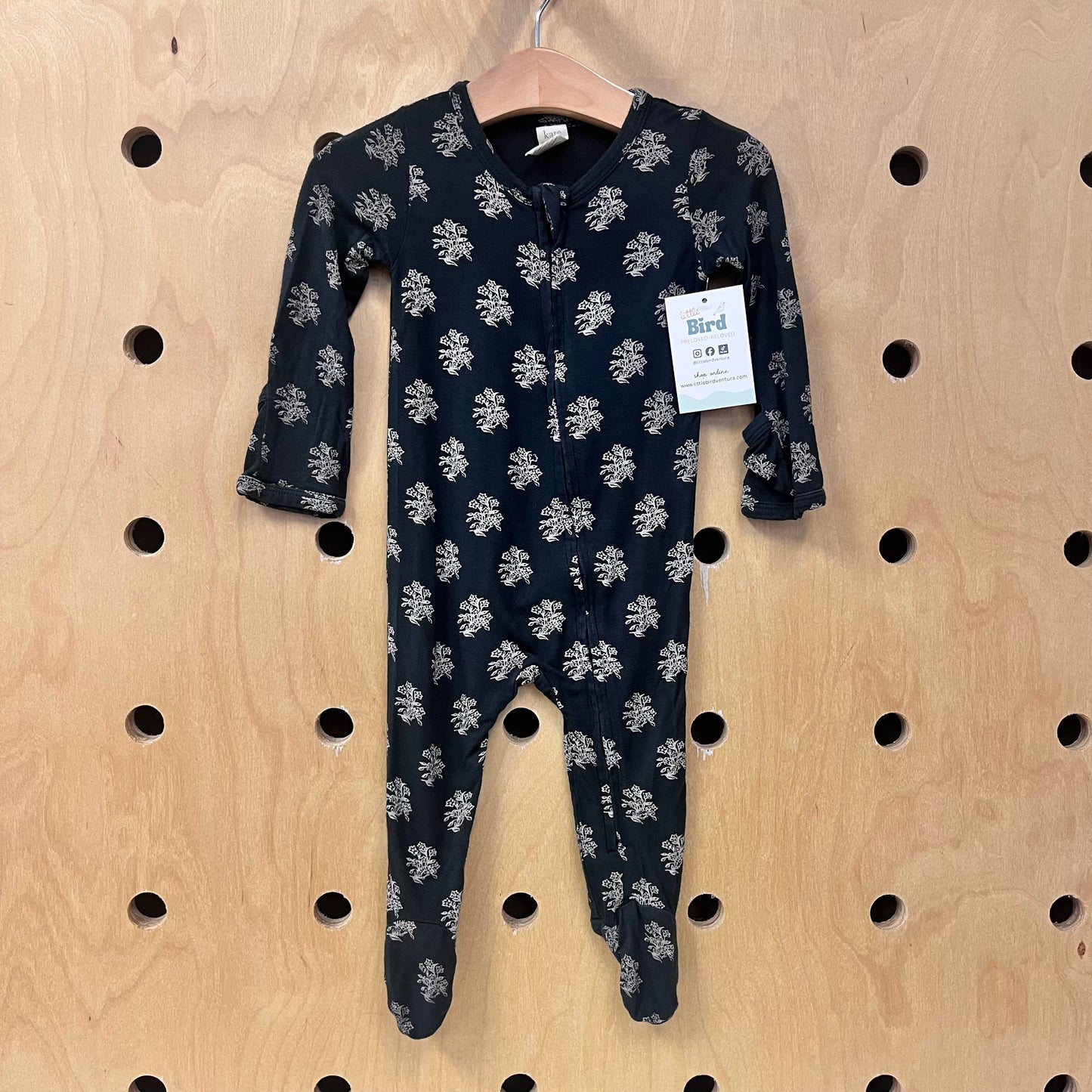 Black Floral Modal Blend Footies