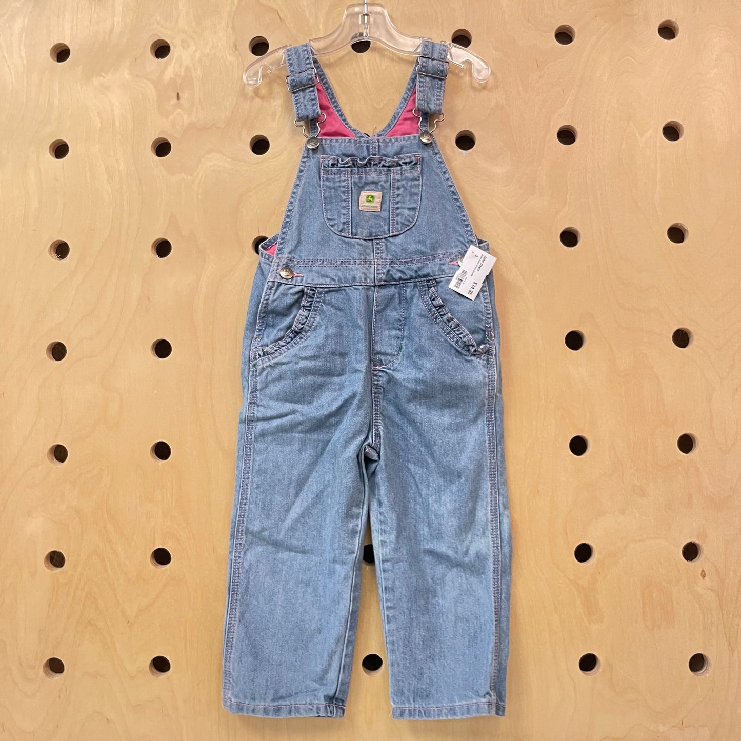 Ruffle Pocket Denim Overalls
