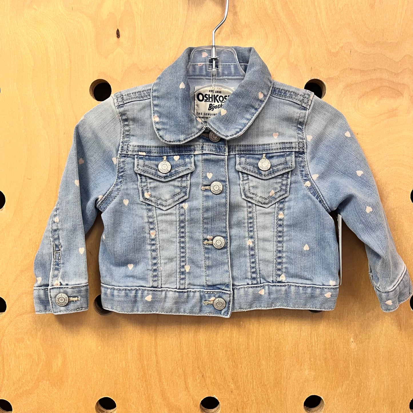 Pink Hearts Denim Snap Jacket