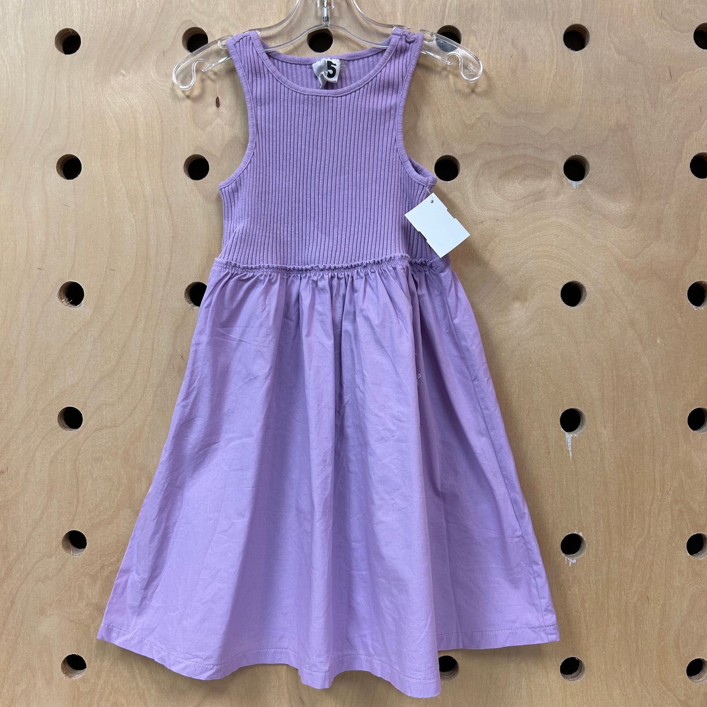 Purple Ribbed + Cotton Dress