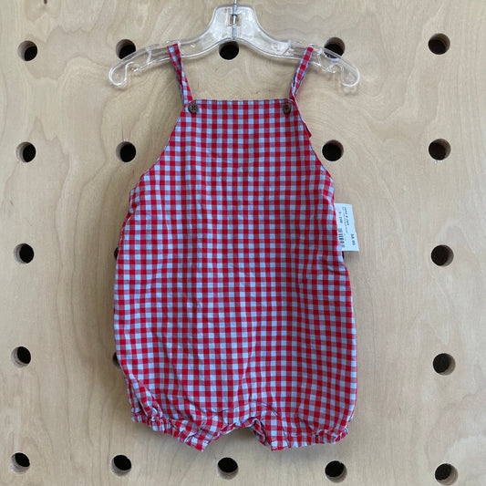 Red + Grey Checkered Romper