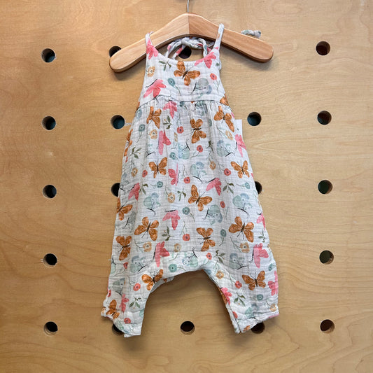 White Butterflies Cotton Halter Romper
