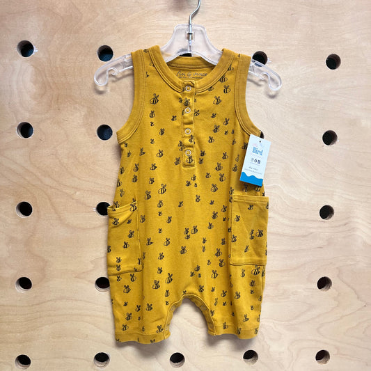 Mustard Bumble Bees Pocket Romper