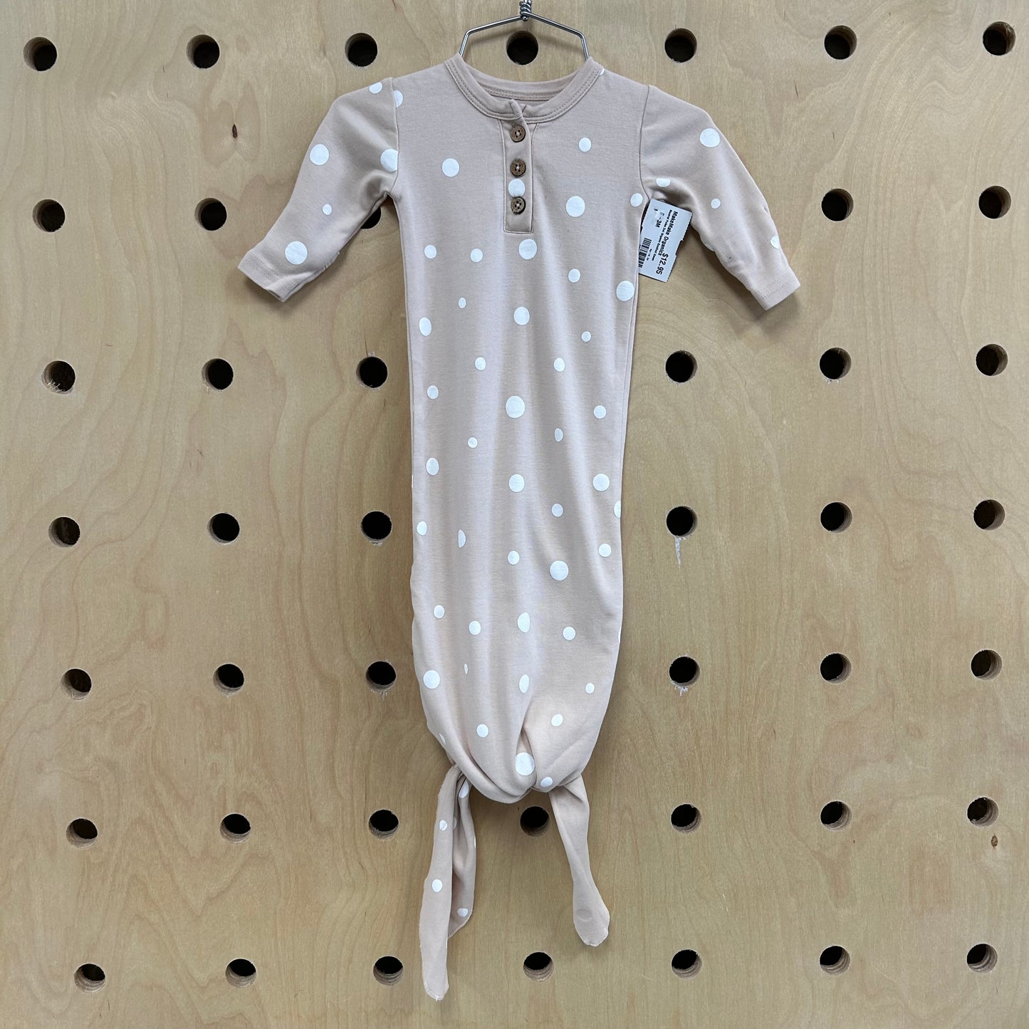 Neutral Polka Dot Organic Knotted Gown