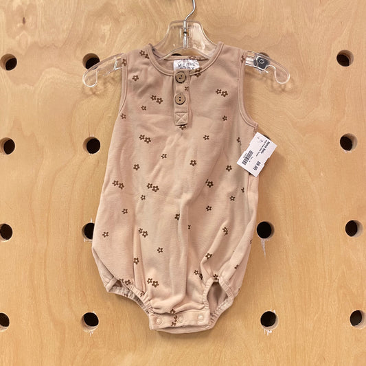 Beige Floral Bubble Romper