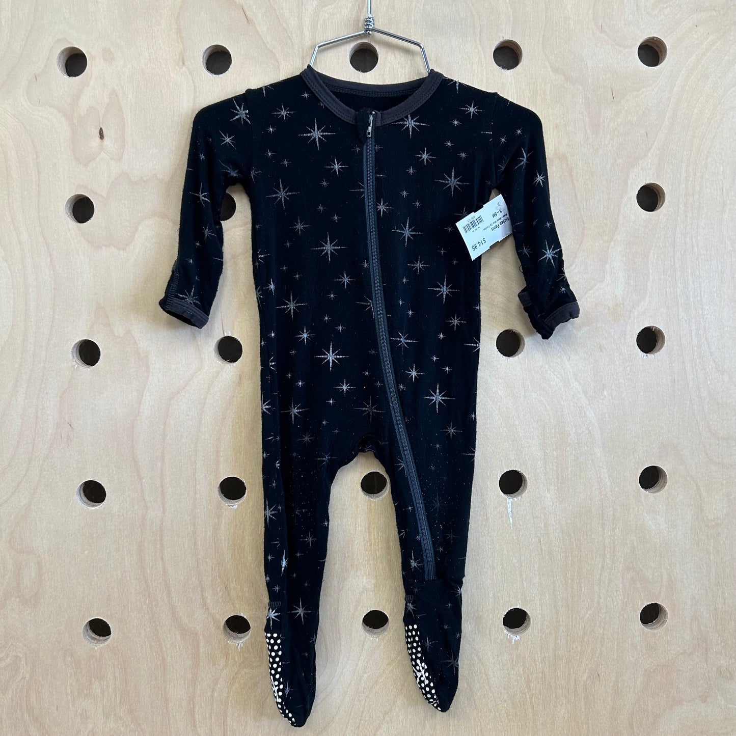 Black+Silver Star Zip Footies