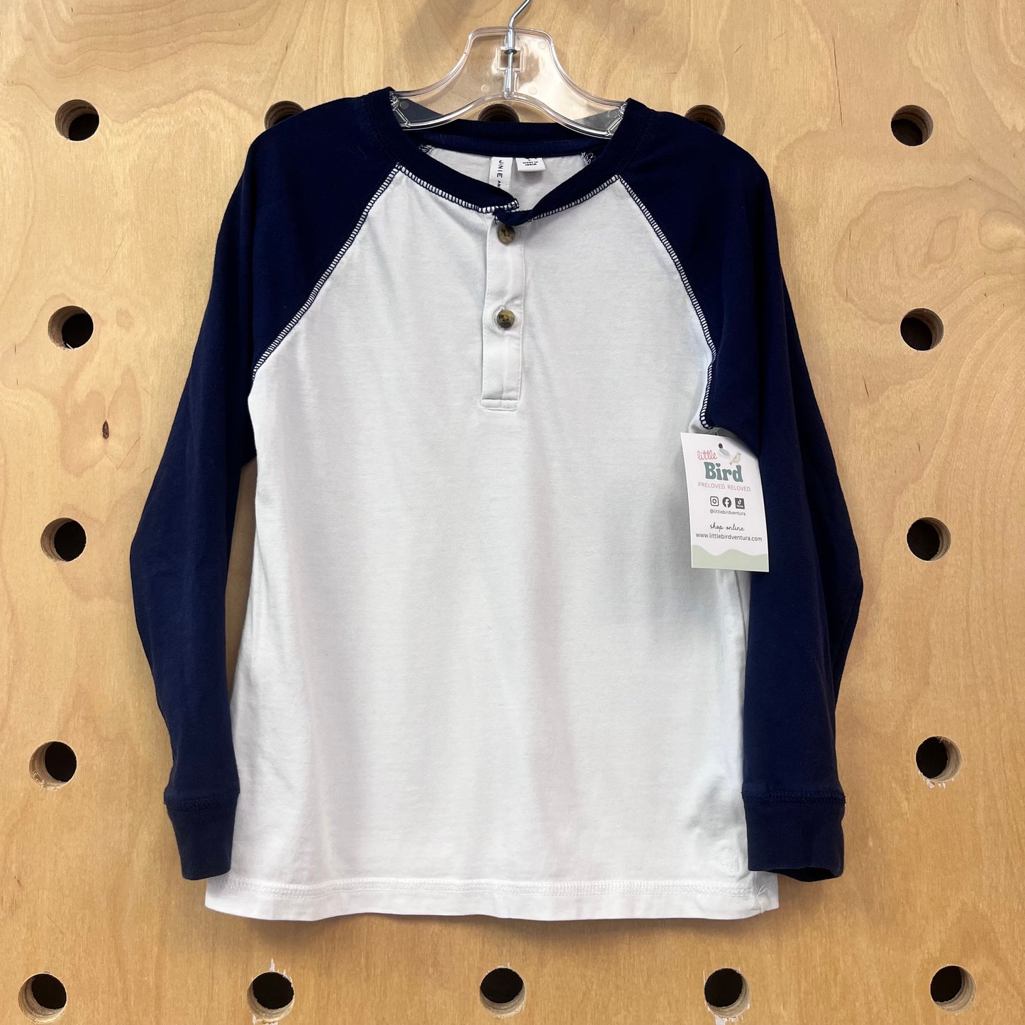 White + Blue LS Henley