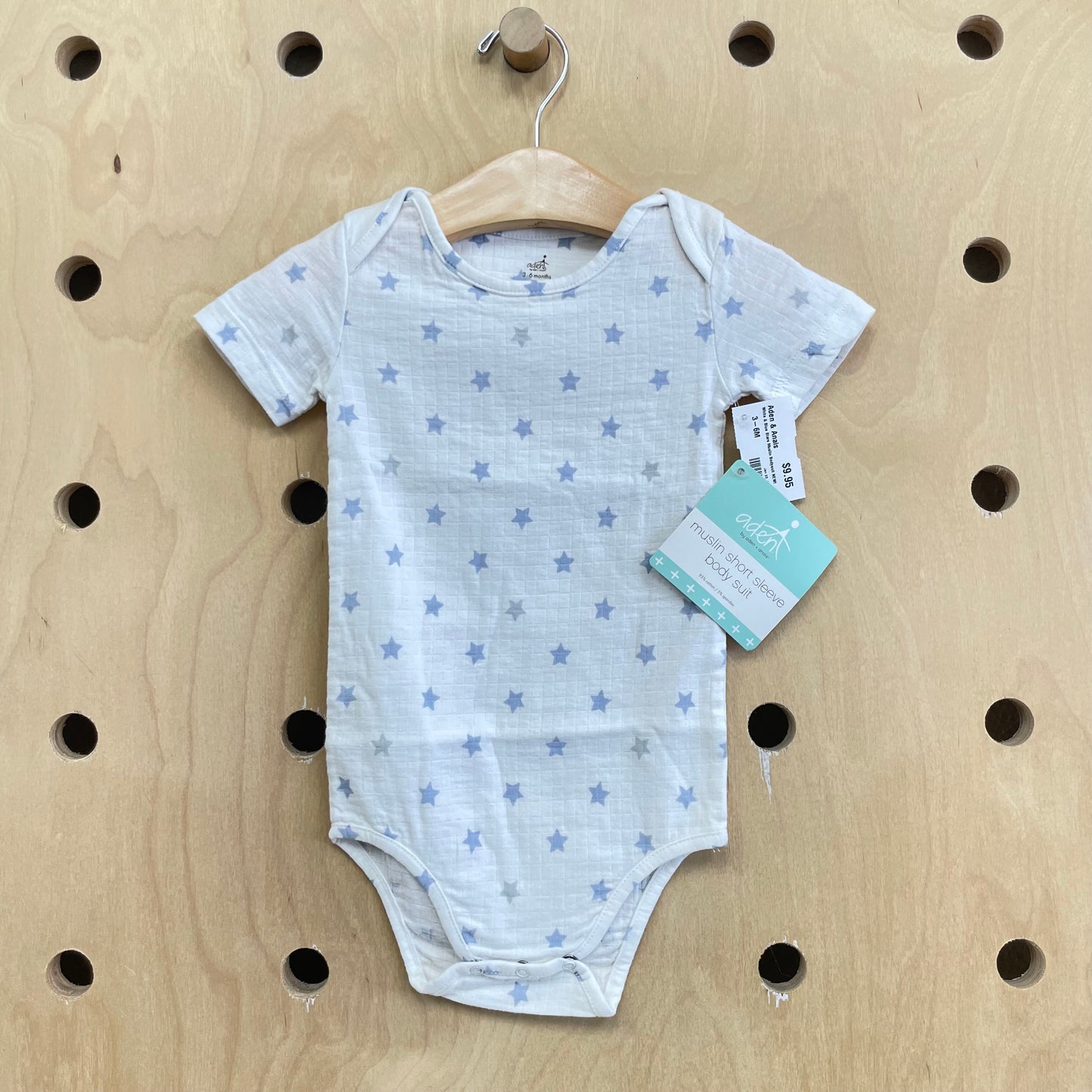 White & Blue Stars Muslin Bodysuit NEW!