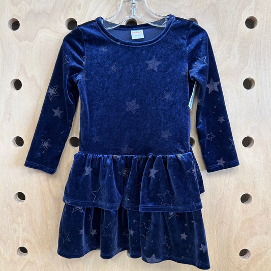 Blue + Silver Stars Velour Dress