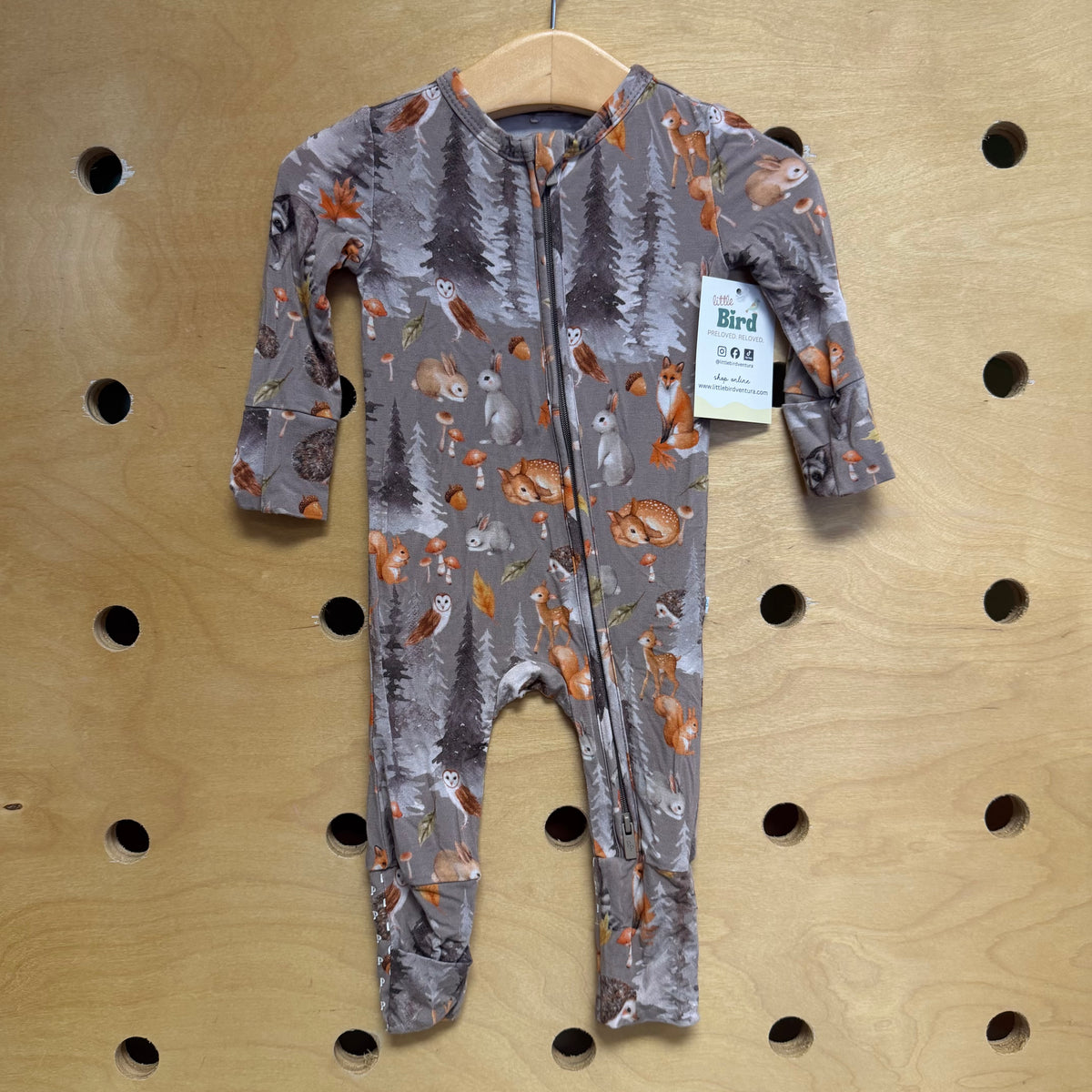 Grey Forest Animals Bamboo Zippy