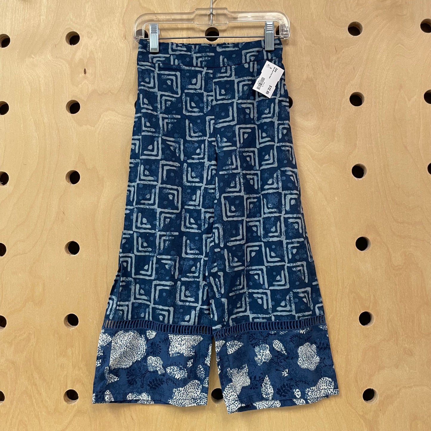 Blue Block Print Pants