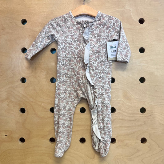 Neutral Ruffle Floral Footies