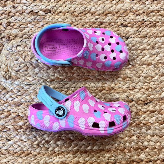 Pink & Blue/White Heart Clogs