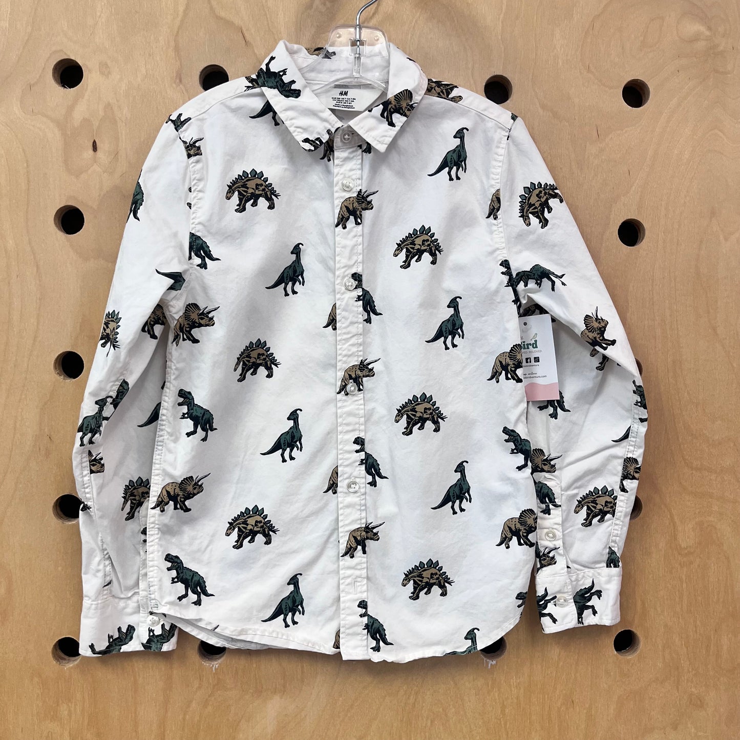 White/Green Dinos LS Button Up