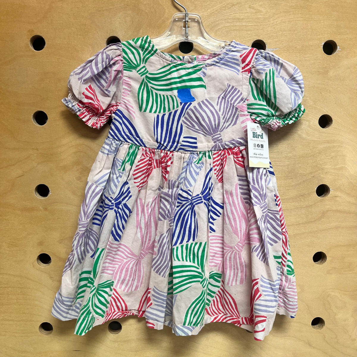 Pink Coloful Bows Cotton Dress