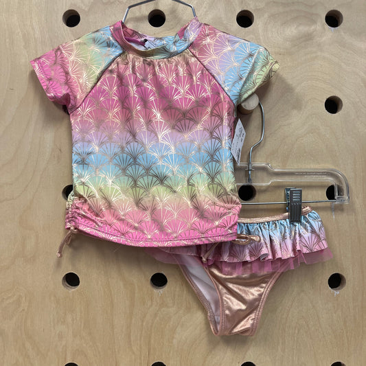 Rainbow Seashell Ruffle Swimsuit 2 Pc