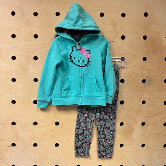Teal Hello Kitty Zip Hoodie & Leggings