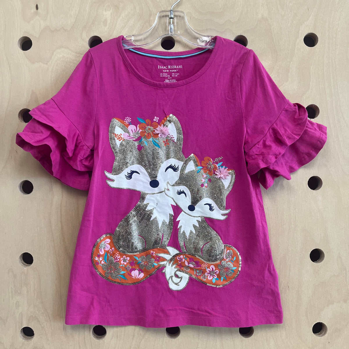 Pink Fox Ruffle Sleeve Top