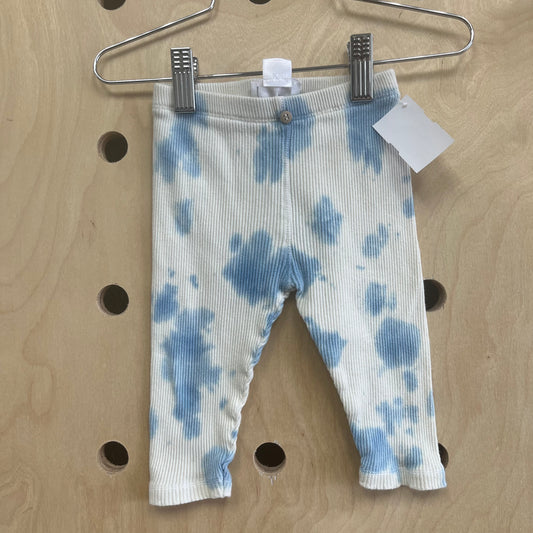 Cream+Blue Tie Dye Ribbed Pants