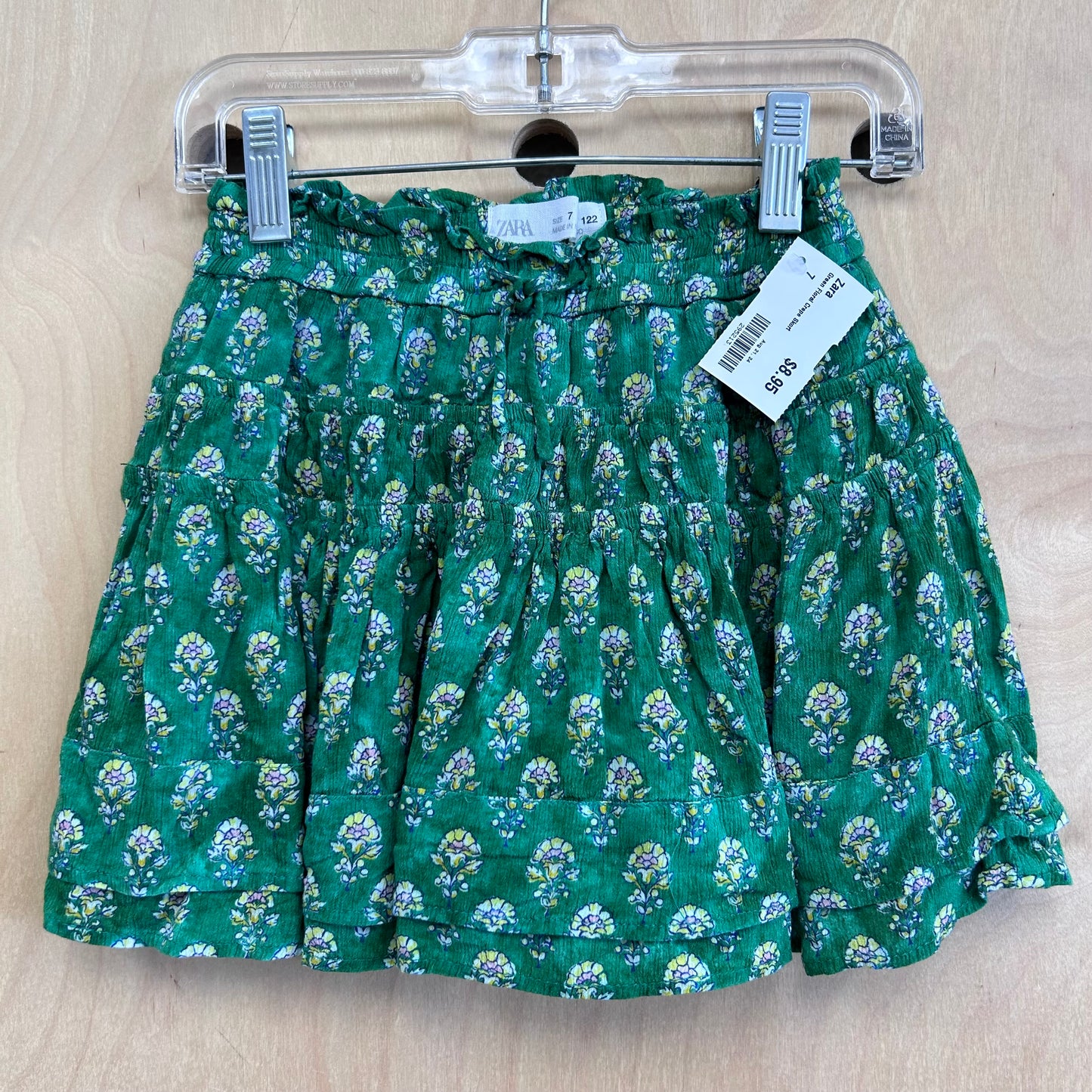 Green Floral Crepe Skort